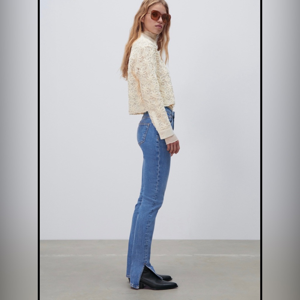 Zara Skinny Jeans with Split Hem in Dune Blue Size 40 (Women’s 8) reg length